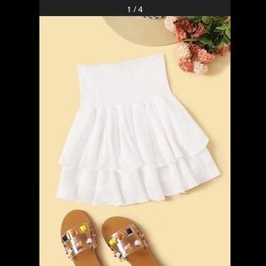 White Smocked High-Rise Mini Skirt SHEIN